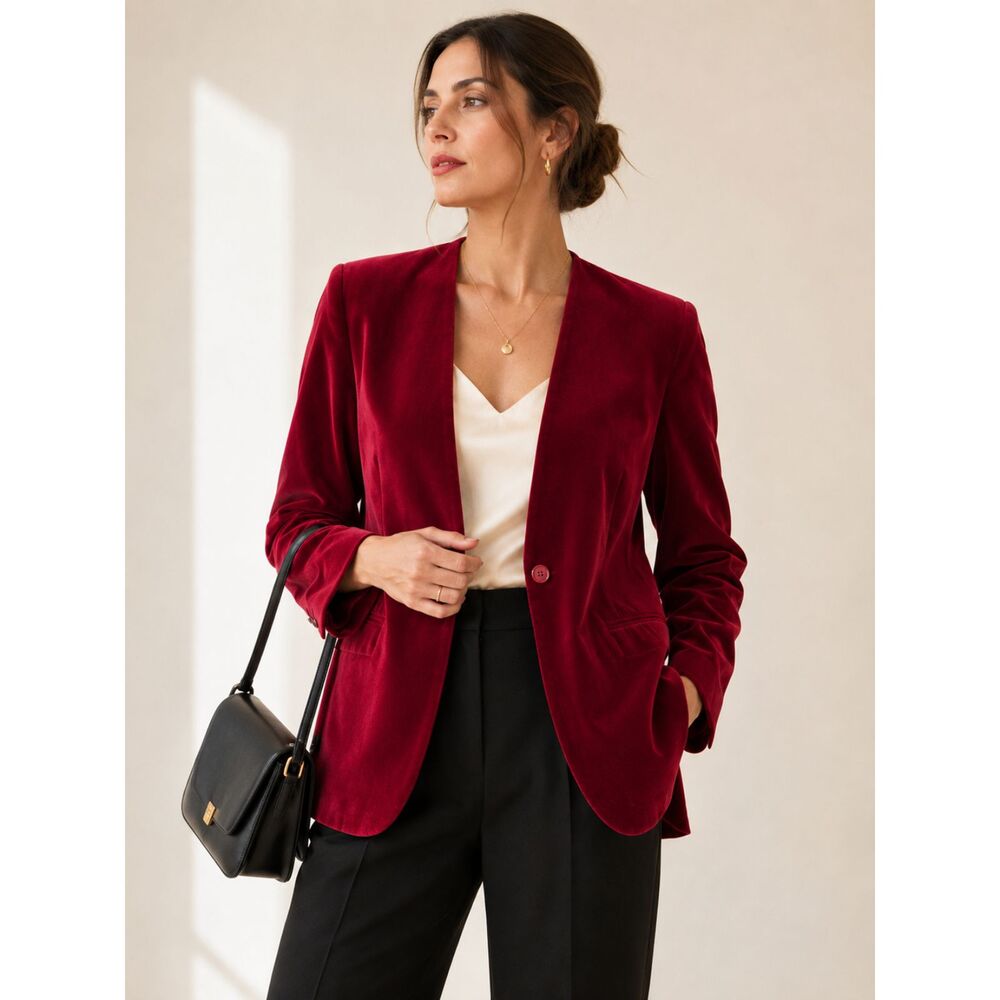 Vintage Burgundy Velvet Blazer Japan Quiet Luxury Dark Academia Office Siren 10